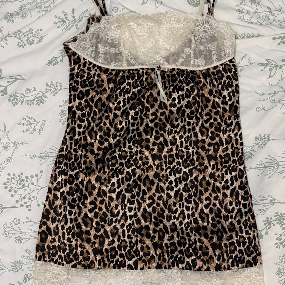 Vintage Satin Victoria's Secret Leopard Print Slip Mini Dress Size Medium